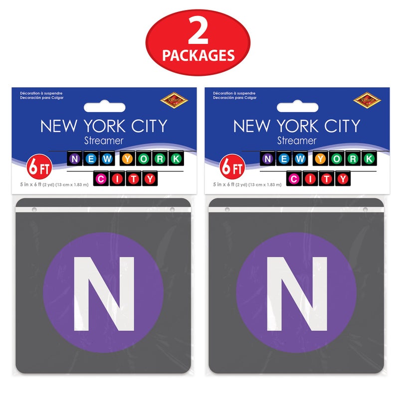 Beistle 53650 Hanging Banners 2 Piece New York City Party Decorations, 5"" x 6', Black/Purple/Blue/Yellow/Green/Pink/Red - Image 5